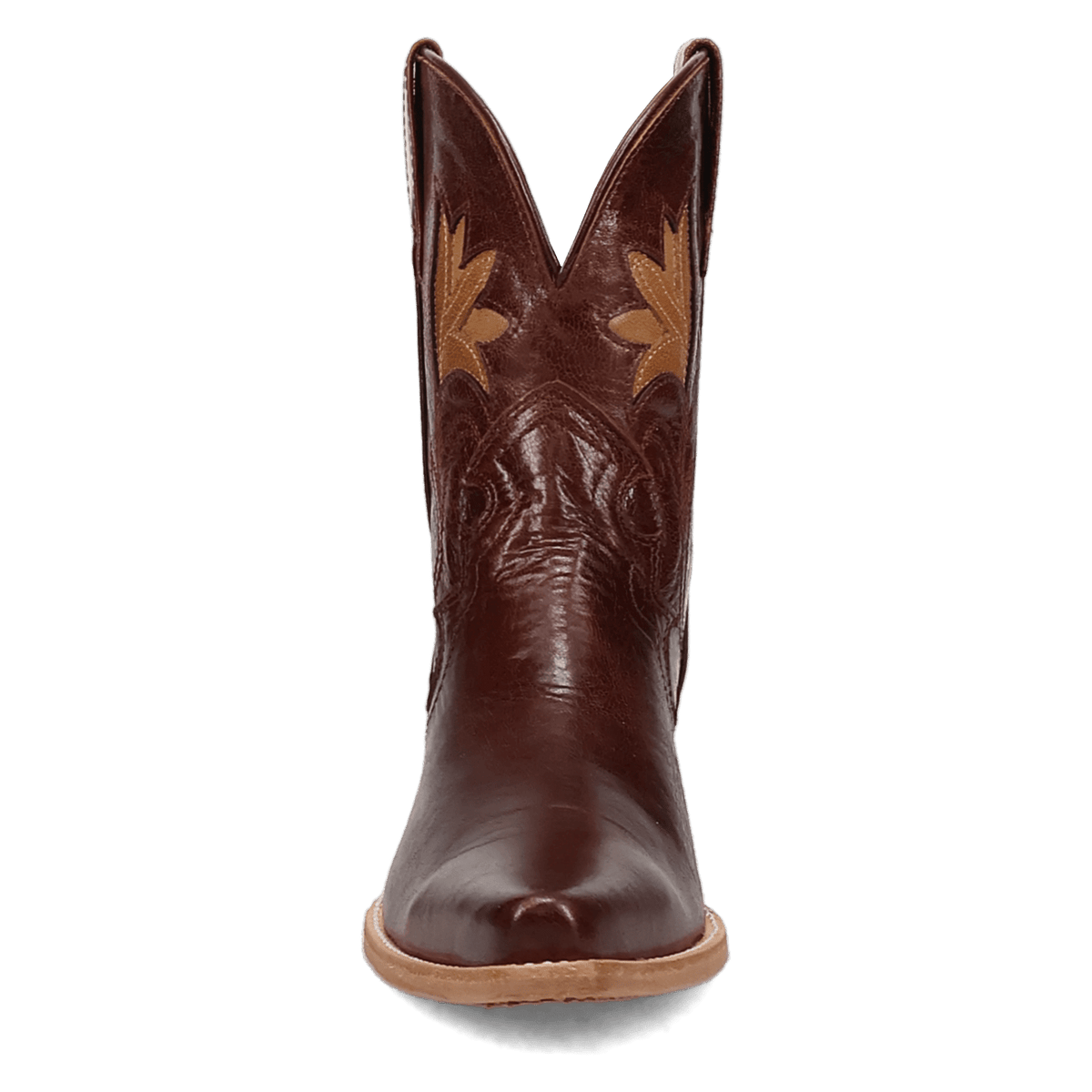saffron leather bootie front angle