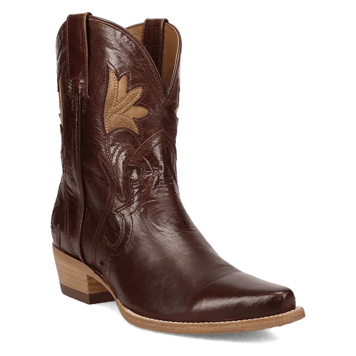 saffron leather bootie 225 degree angle